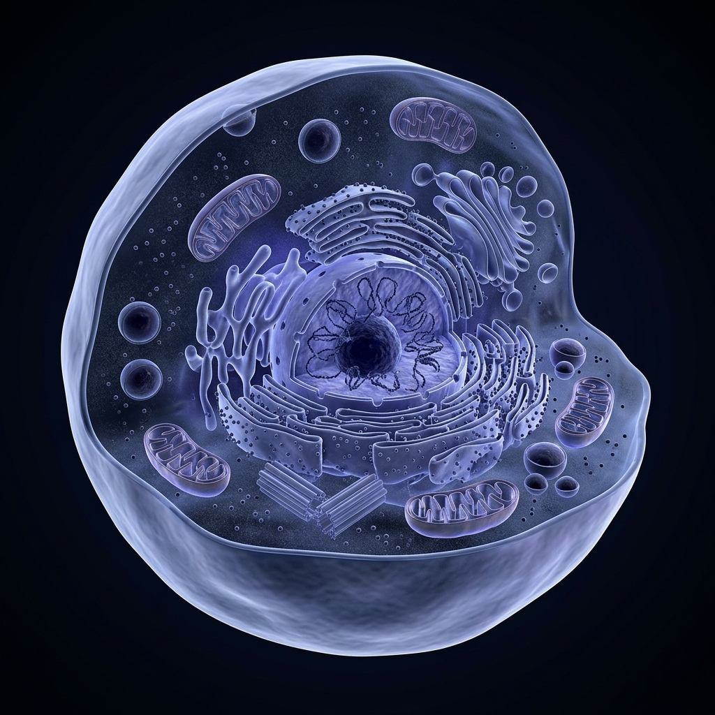 3D rendered animal cell cross-section