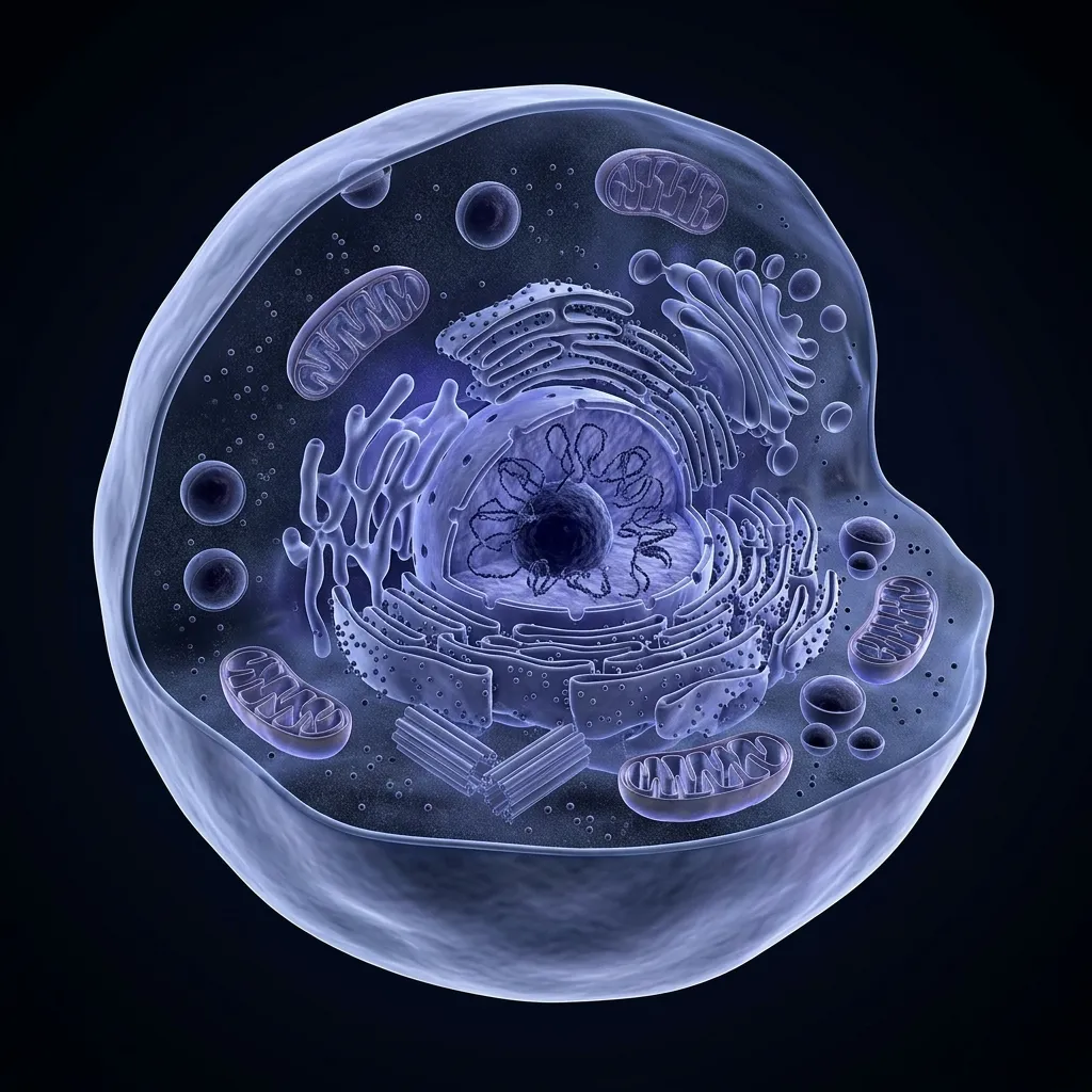 3D rendered animal cell cross-section