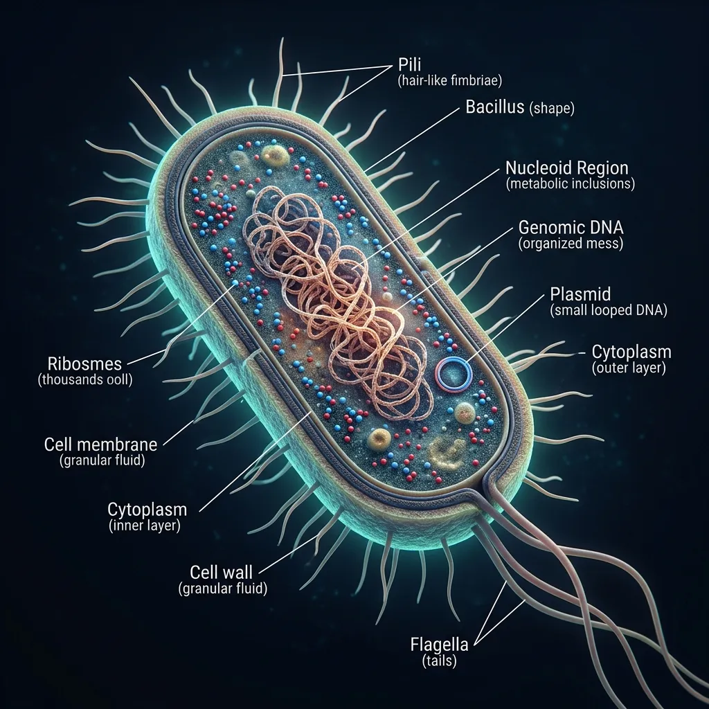 3D rendered bacteria cell cross-section