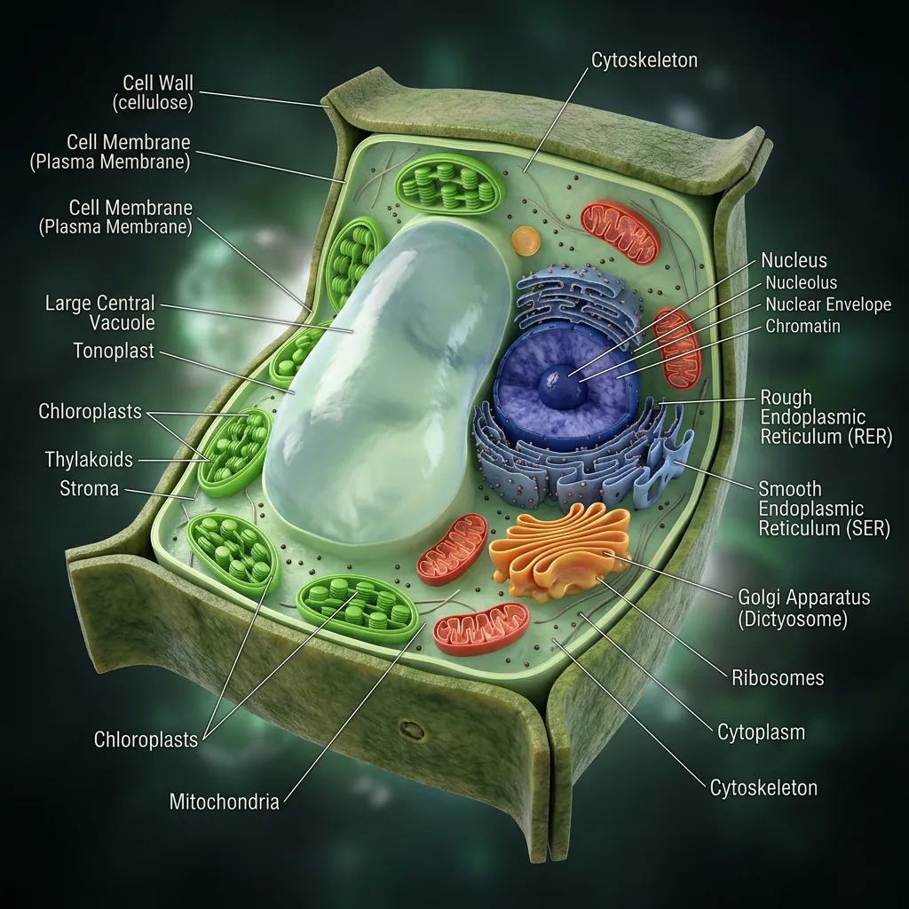 3D rendered plant cell cross-section