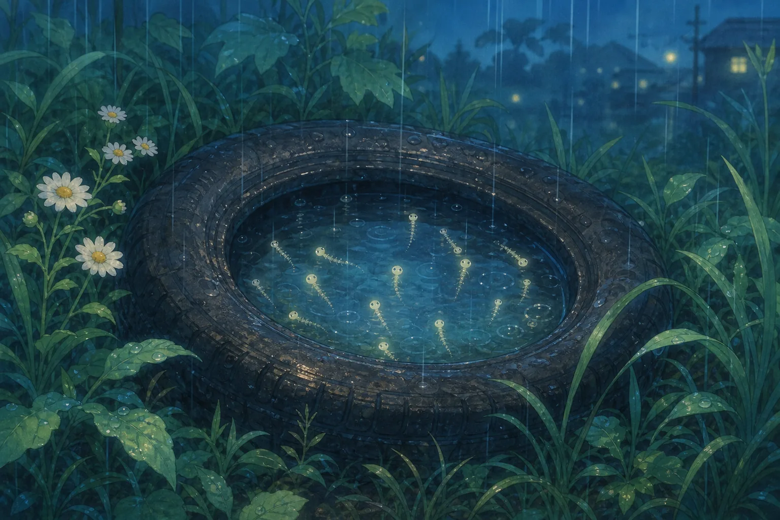 Discarded tire breeding site